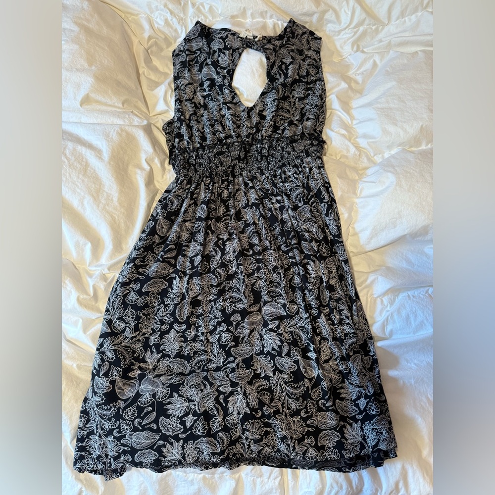 Floral Black and White Dress